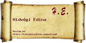 Hidvégi Edina névjegykártya